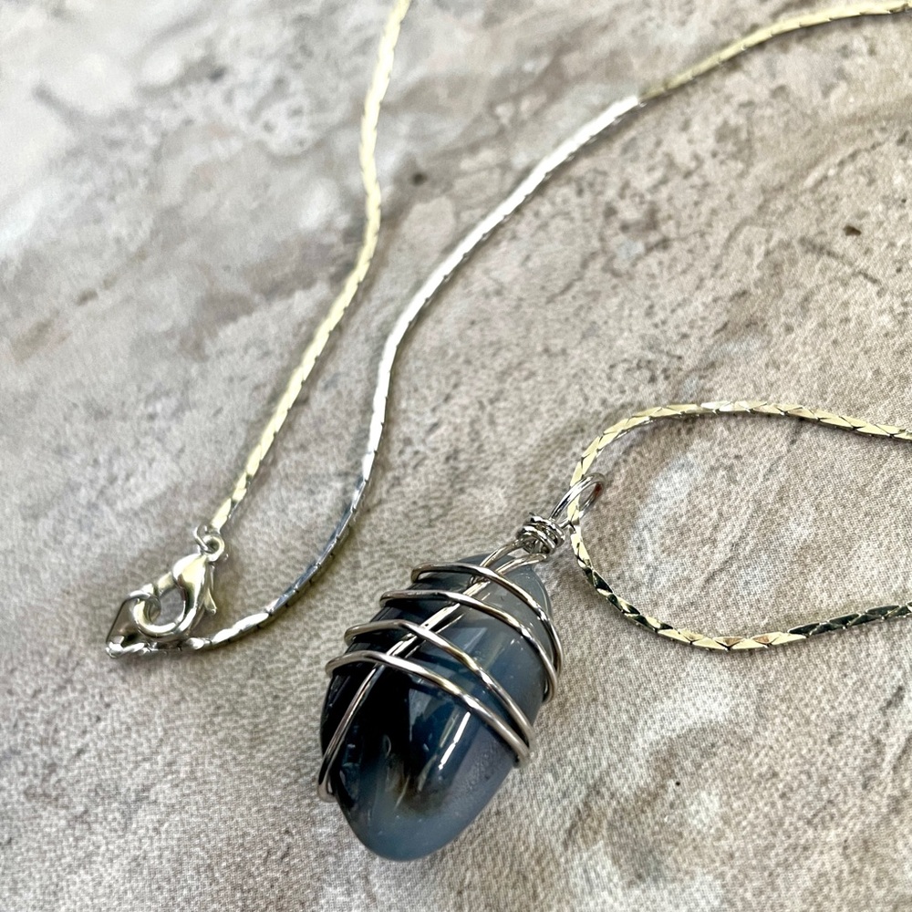 Silver wrapped Hematite Necklace